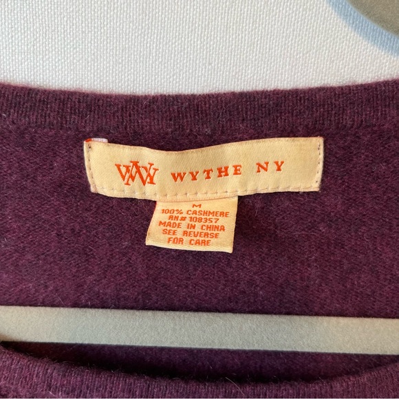 Wythe 100% Cashmere sweater Medium Purple Zipper detail Long sleeve Womens - Picture 3 of 6